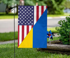 Us Flag With Ukraine Flag