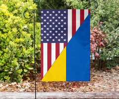 Us Flag With Ukraine Flag