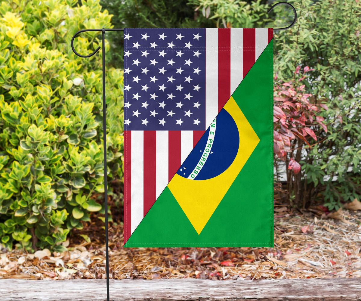 Us Flag With Brazil Flag