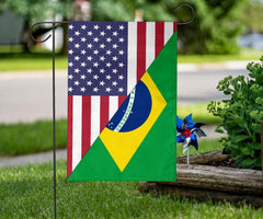 Us Flag With Brazil Flag