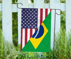 Us Flag With Brazil Flag