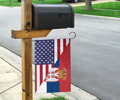 Us Flag With Serbia Flag