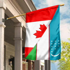 Canada Flag With Uzbekistan Flag