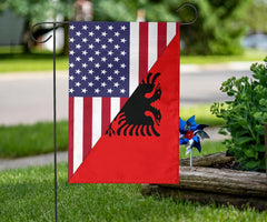 Us Flag With Albania Flag