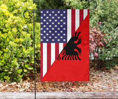 Us Flag With Albania Flag