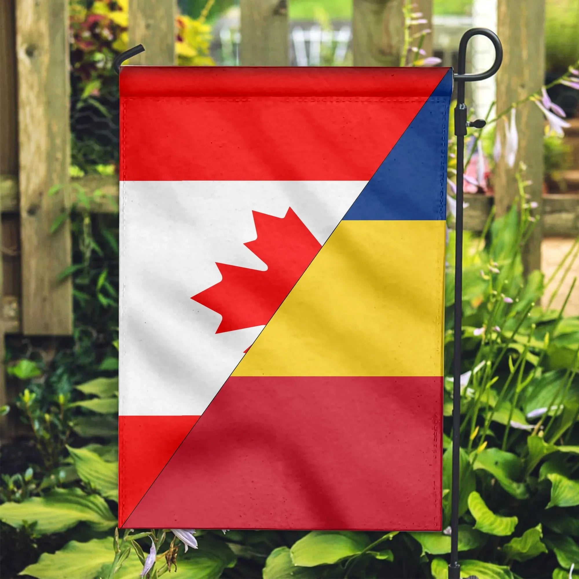 Canada Flag With Romania Flag