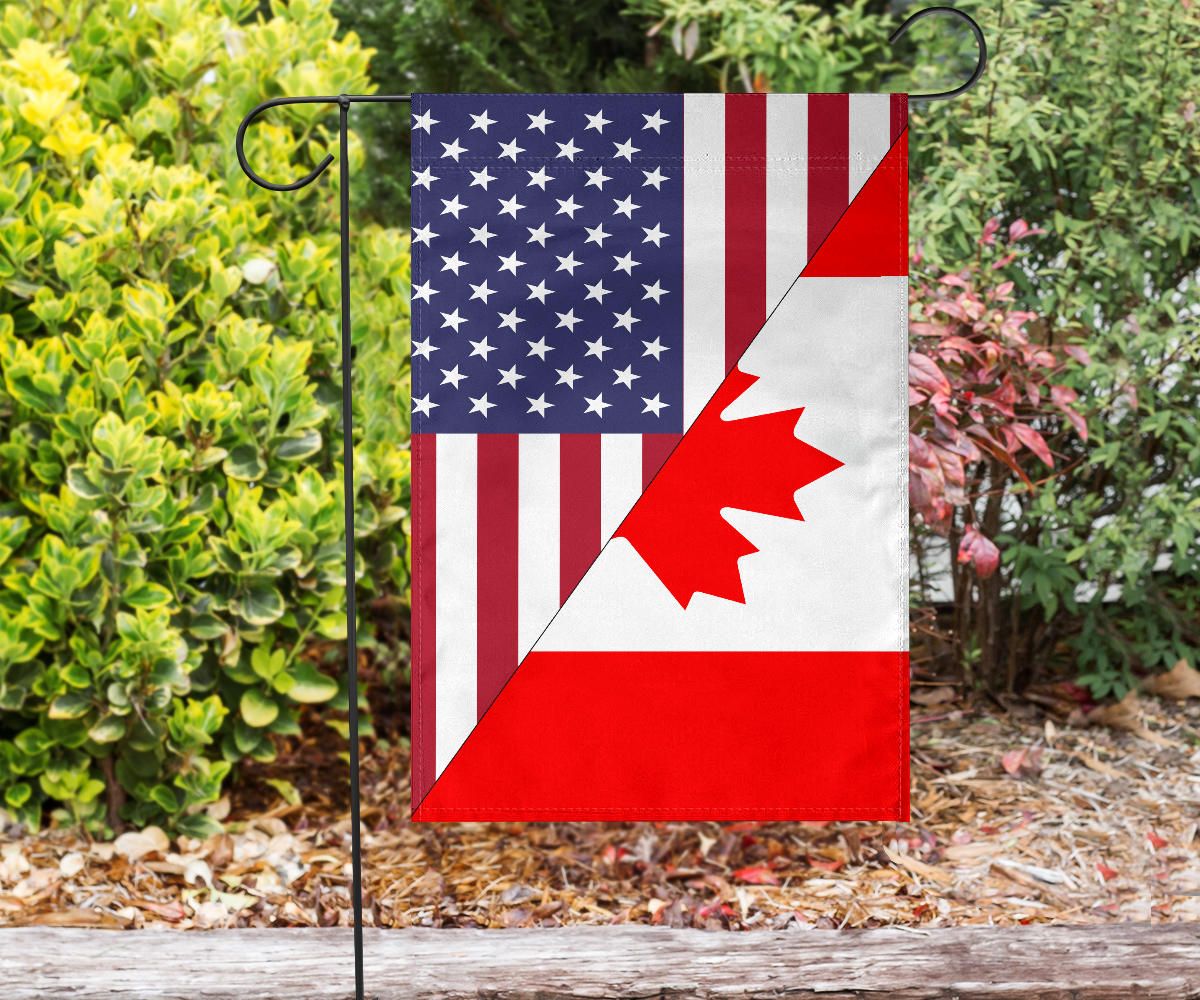 Us Flag With Canada Flag