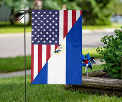 Us Flag With El Salvador Flag