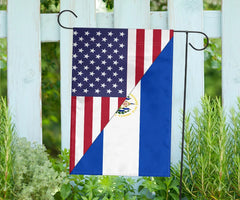 Us Flag With El Salvador Flag