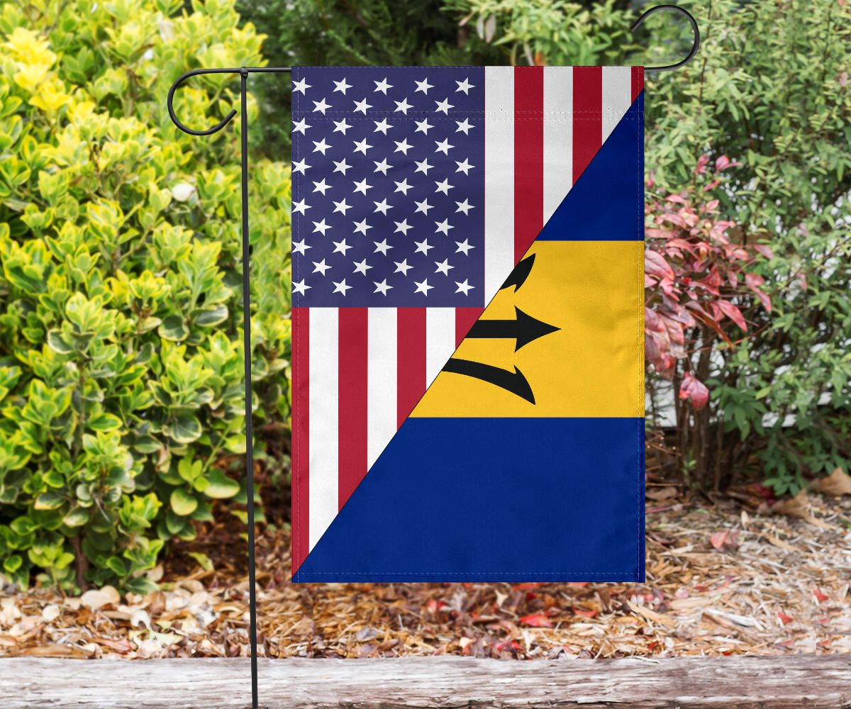 Us Flag With Barbados Flag