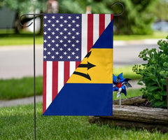 Us Flag With Barbados Flag