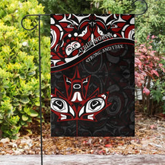 Canada Day Garden Flag Haida Maple Leaf Tattoo Style Black