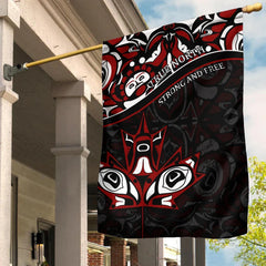 Canada Day Garden Flag Haida Maple Leaf Tattoo Style Black