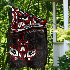 Canada Day Garden Flag Haida Maple Leaf Tattoo Style Black