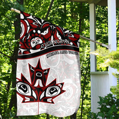 Canada Day Garden Flag Haida Maple Leaf Tattoo Style White