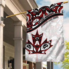 Canada Day Garden Flag Haida Maple Leaf Tattoo Style White