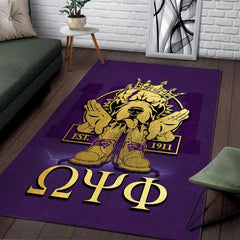 Area Rug Omega Psi Phi Bulldog Crown Psi Hand Sign Army Boots