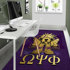 Area Rug Omega Psi Phi Bulldog Crown Psi Hand Sign Army Boots