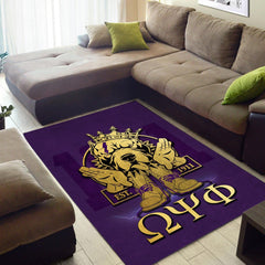 Area Rug Omega Psi Phi Bulldog Crown Psi Hand Sign Army Boots