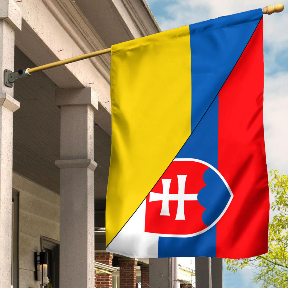 Slovakia Flag With Ukraine Flag