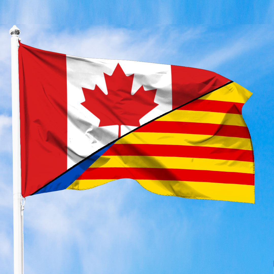 Catalonia Flag Of Catalan Republic Estelada Roja Flag With Canada Flag