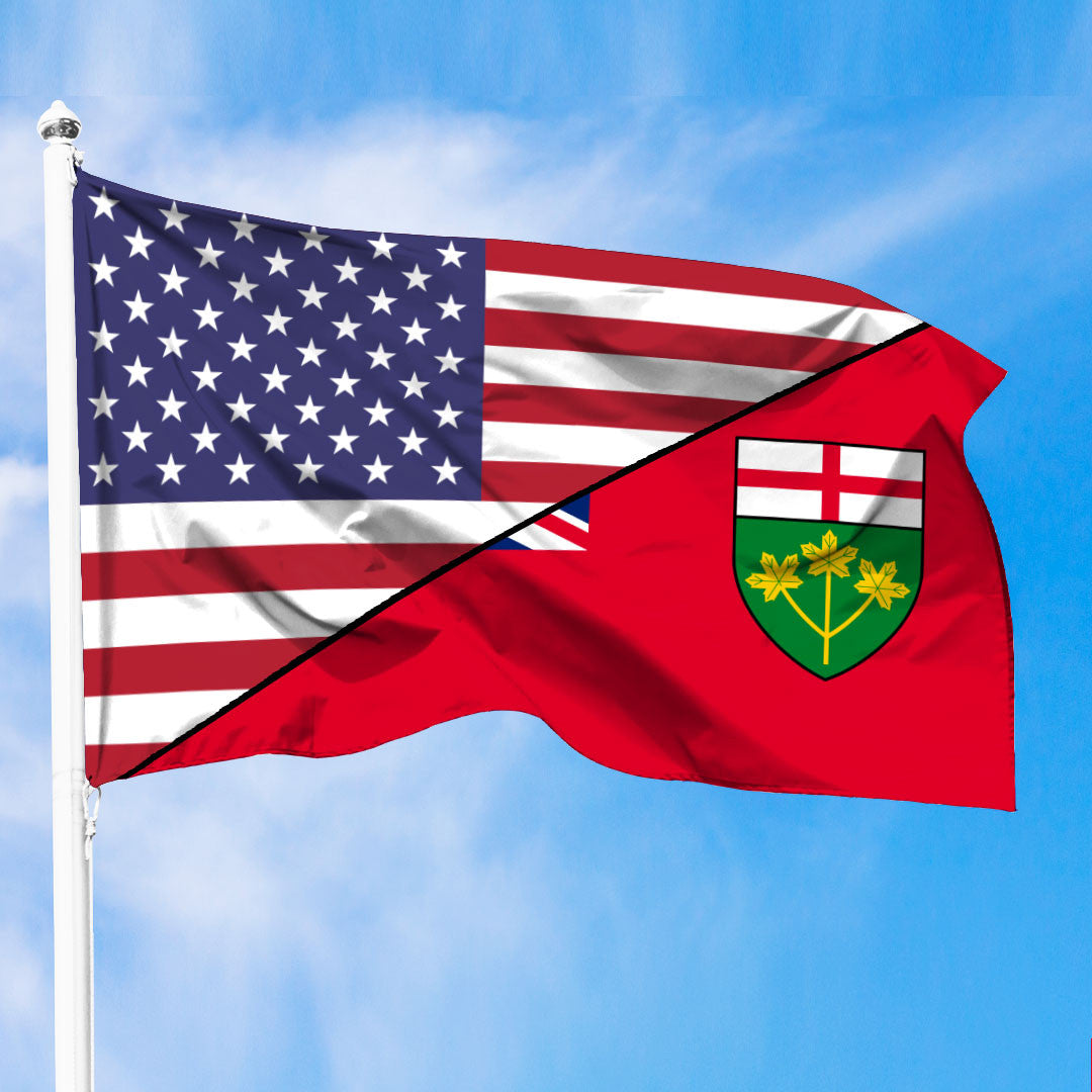 Canada Flag Of Ontario Flag With American Flag