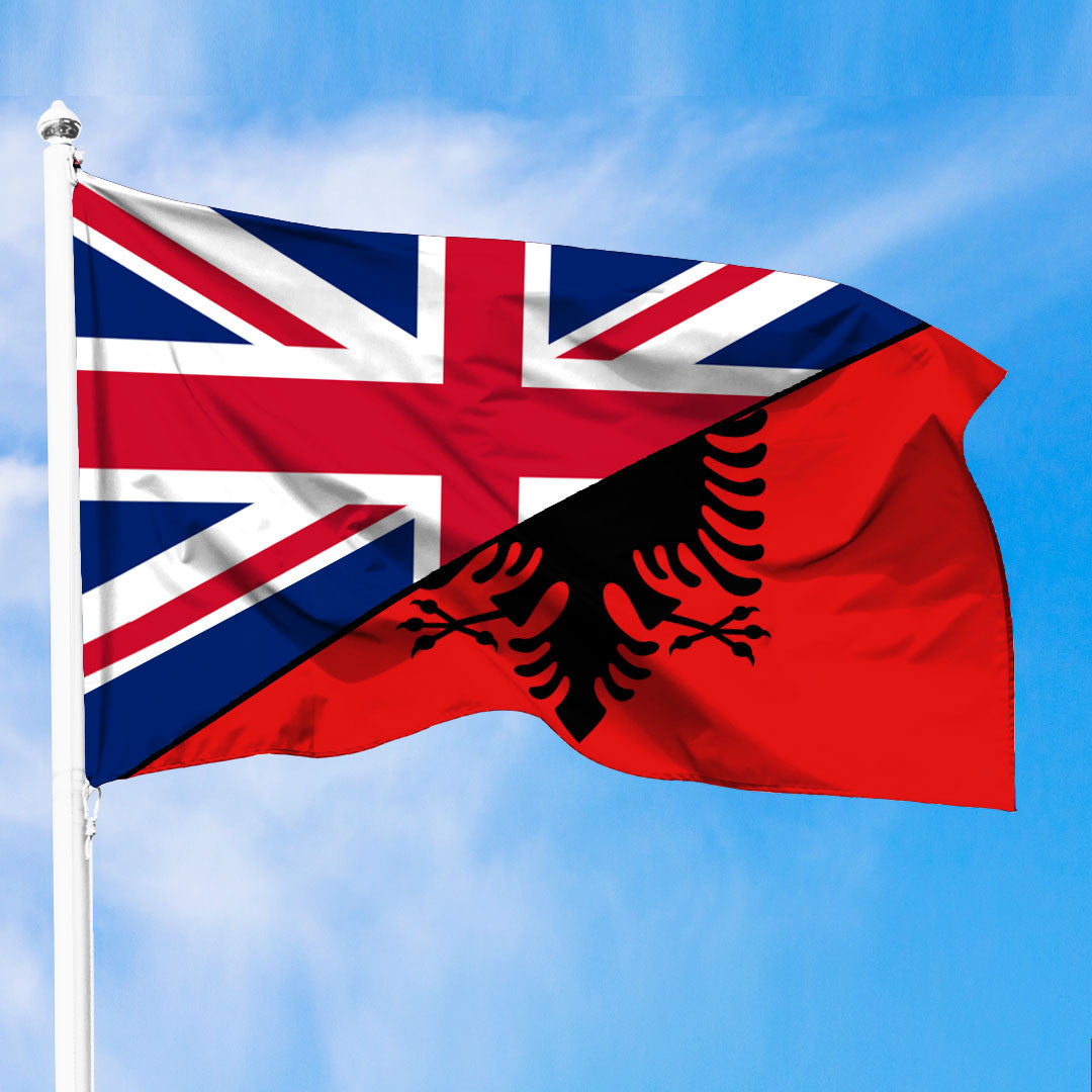 Albania Flag With United Kingdom Flag