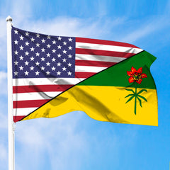 Canada Flag Of Saskatchewan Flag With American Flag