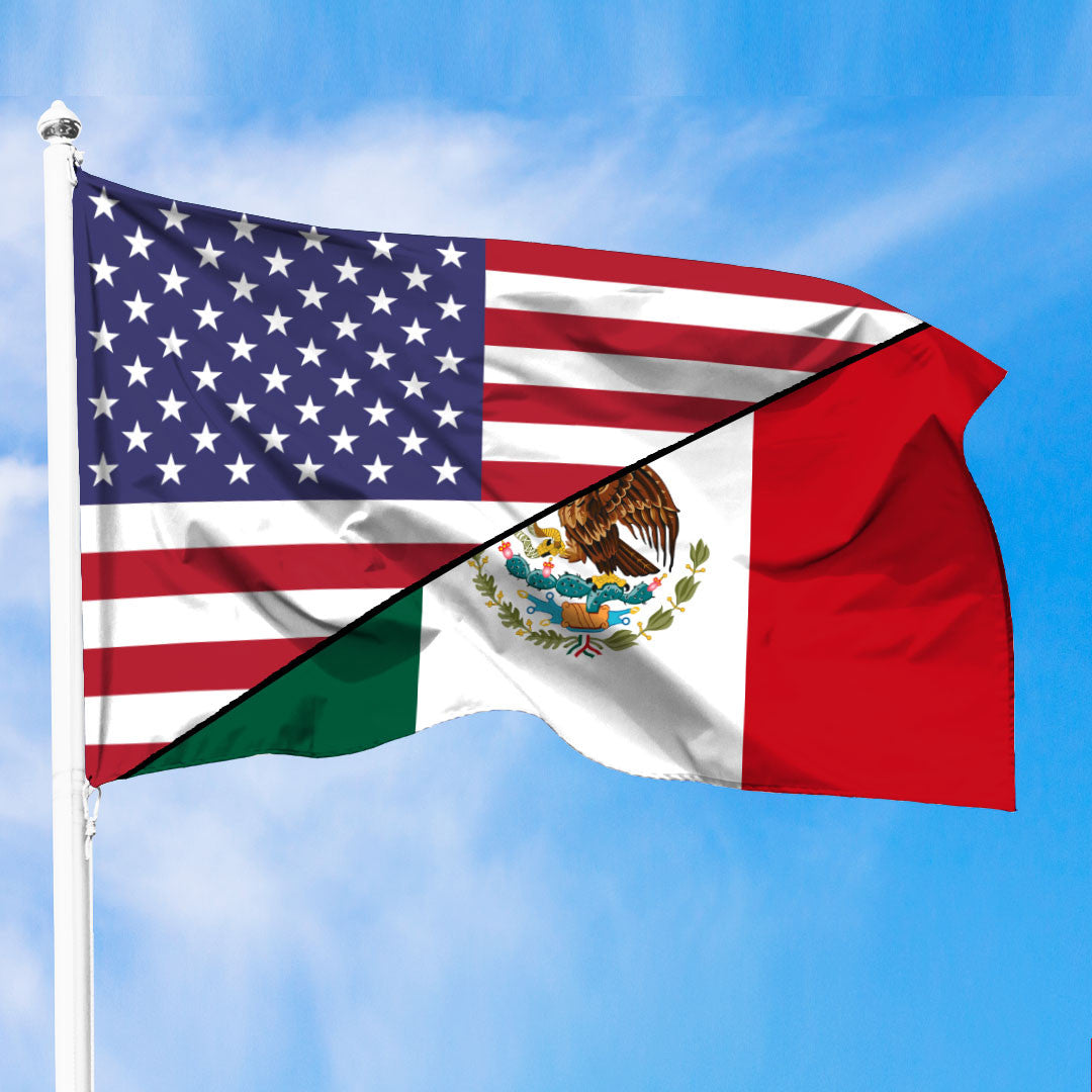 Mexico Flag With American Flag