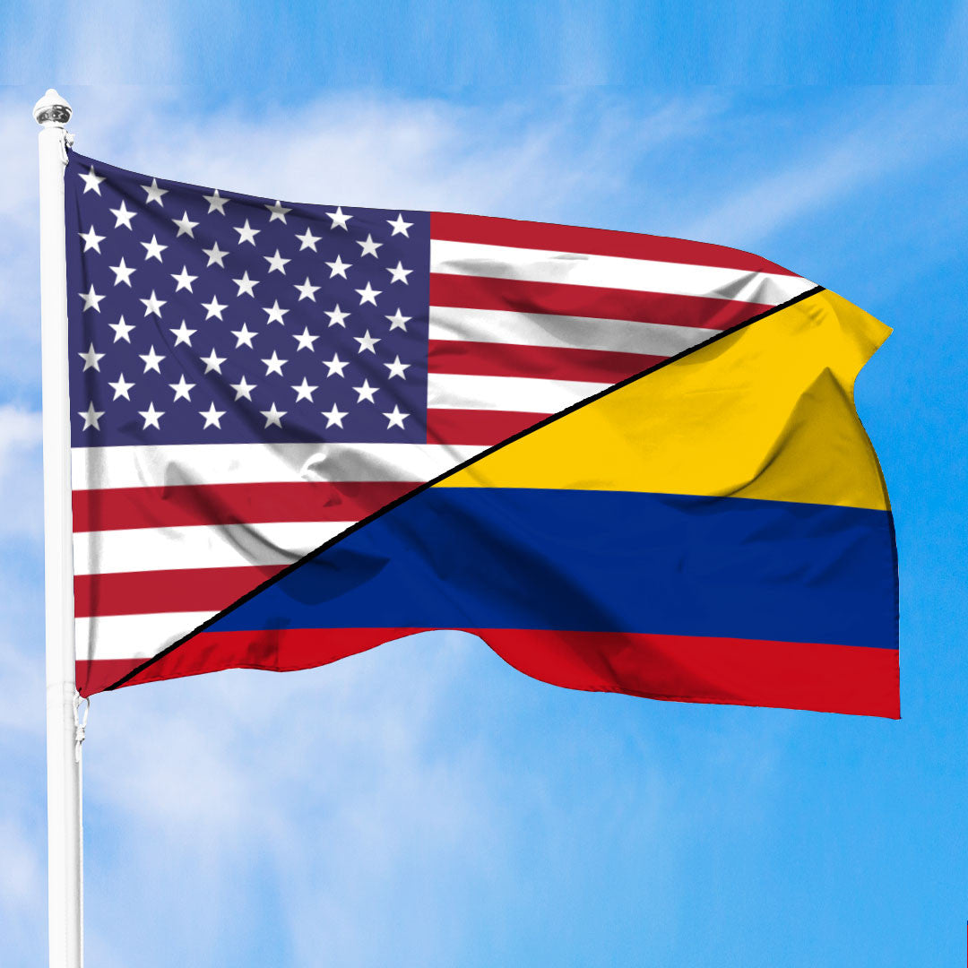 Colombia Flag With American Flag