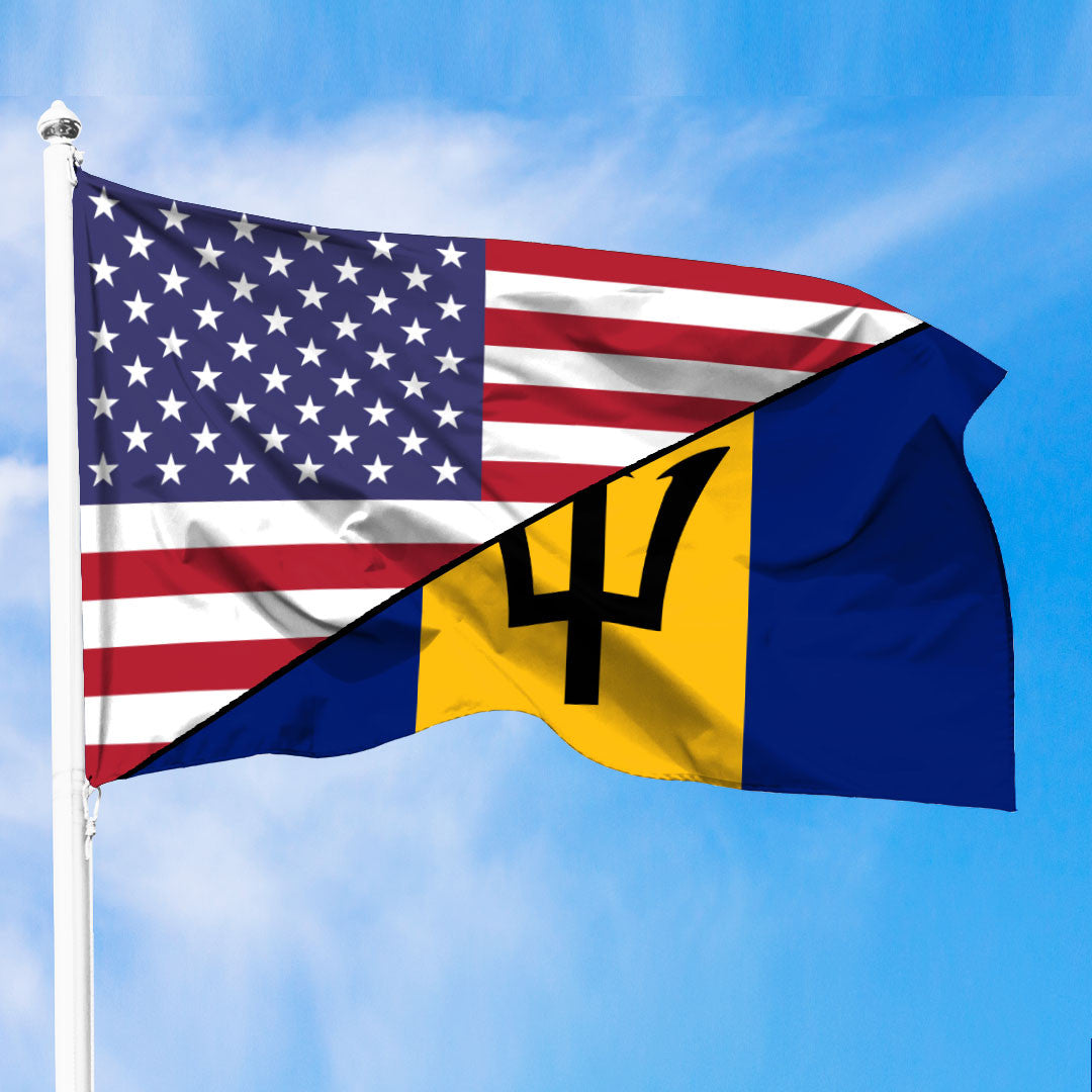 Barbados Flag With American Flag