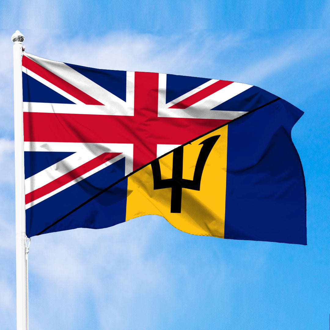 Barbados Flag With United Kingdom Flag