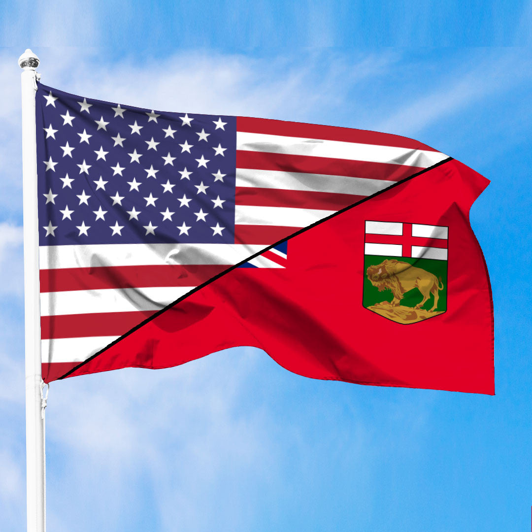 Canada Flag Of Manitoba Flag With American Flag