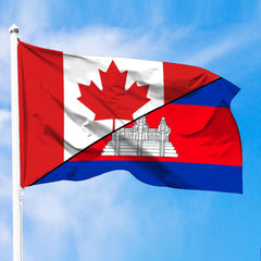 Cambodia Flag With Canada Flag