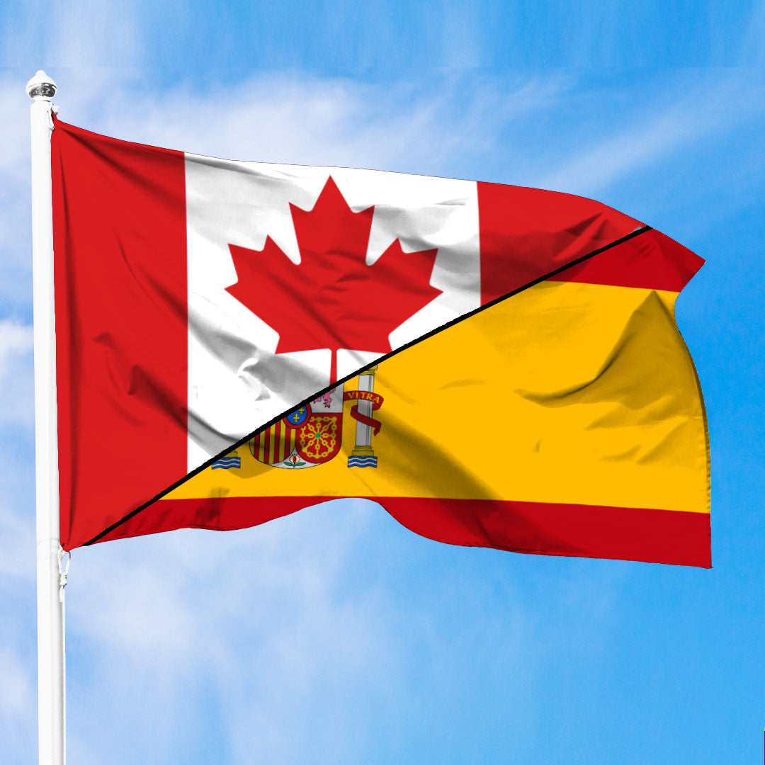 Spain Flag With Canada Flag