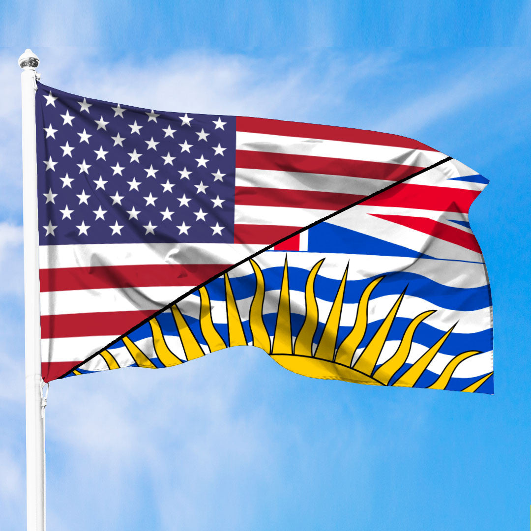 Canada Flag Of British Columbia Flag With American Flag