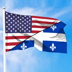 Canada Flag Of Quebec Flag With American Flag