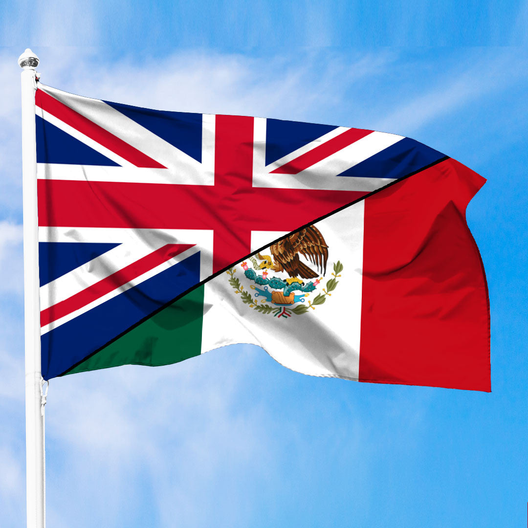 Mexico Flag With United Kingdom Flag