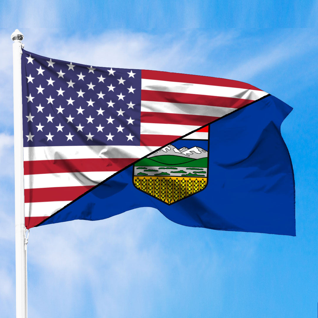 Canada Flag Of Alberta Flag With American Flag