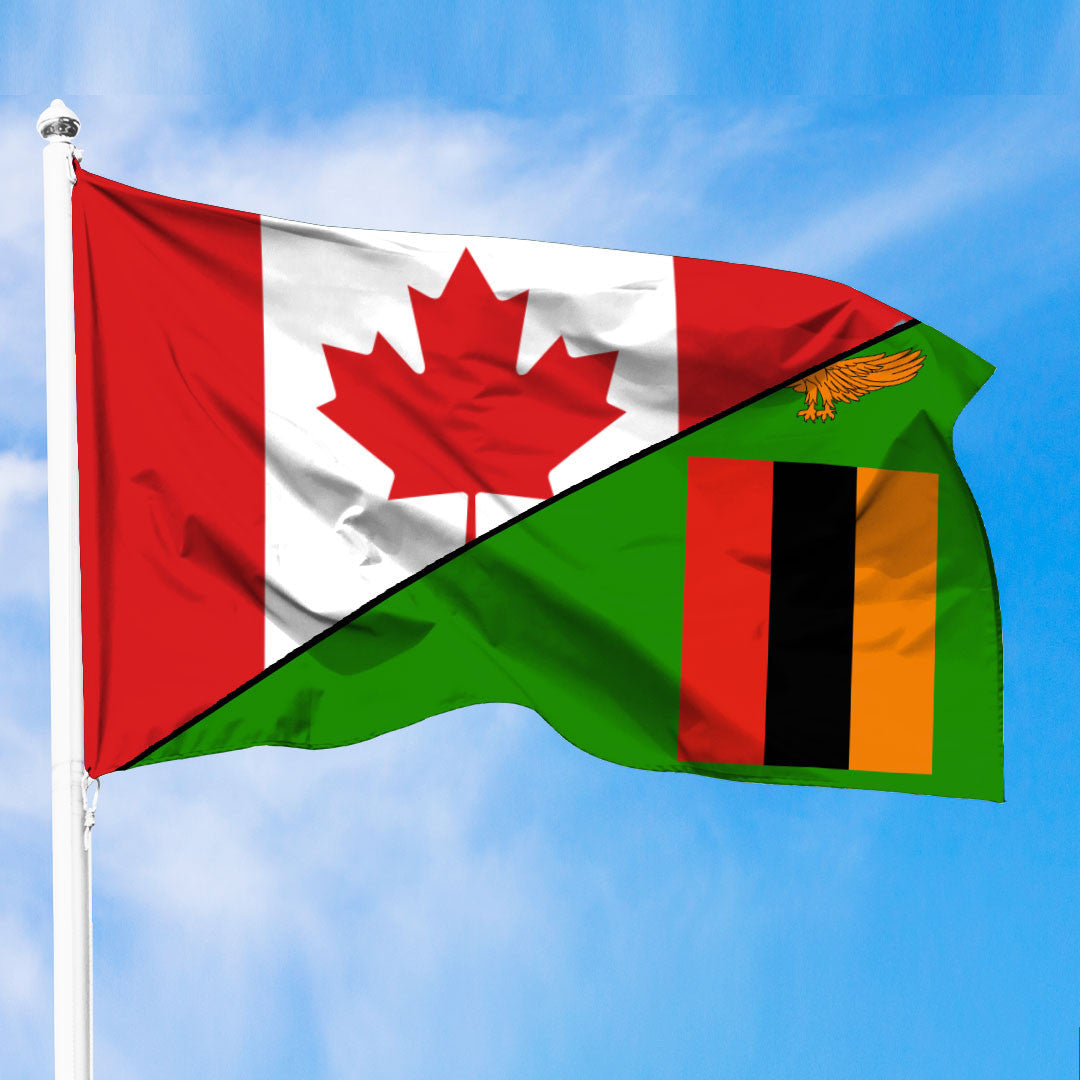 Zambia Flag With Canada Flag