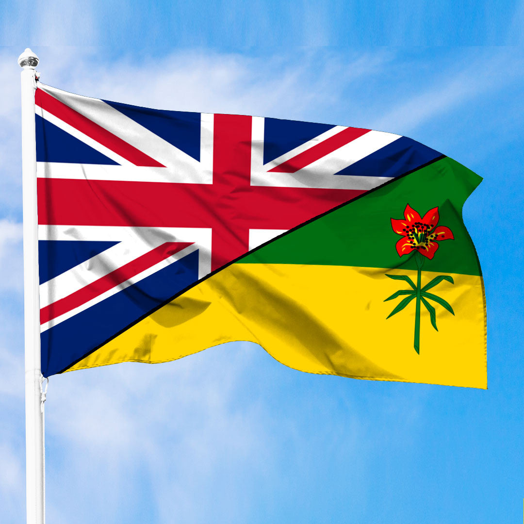 Canada Flag Of Saskatchewan Flag With United Kingdom Flag