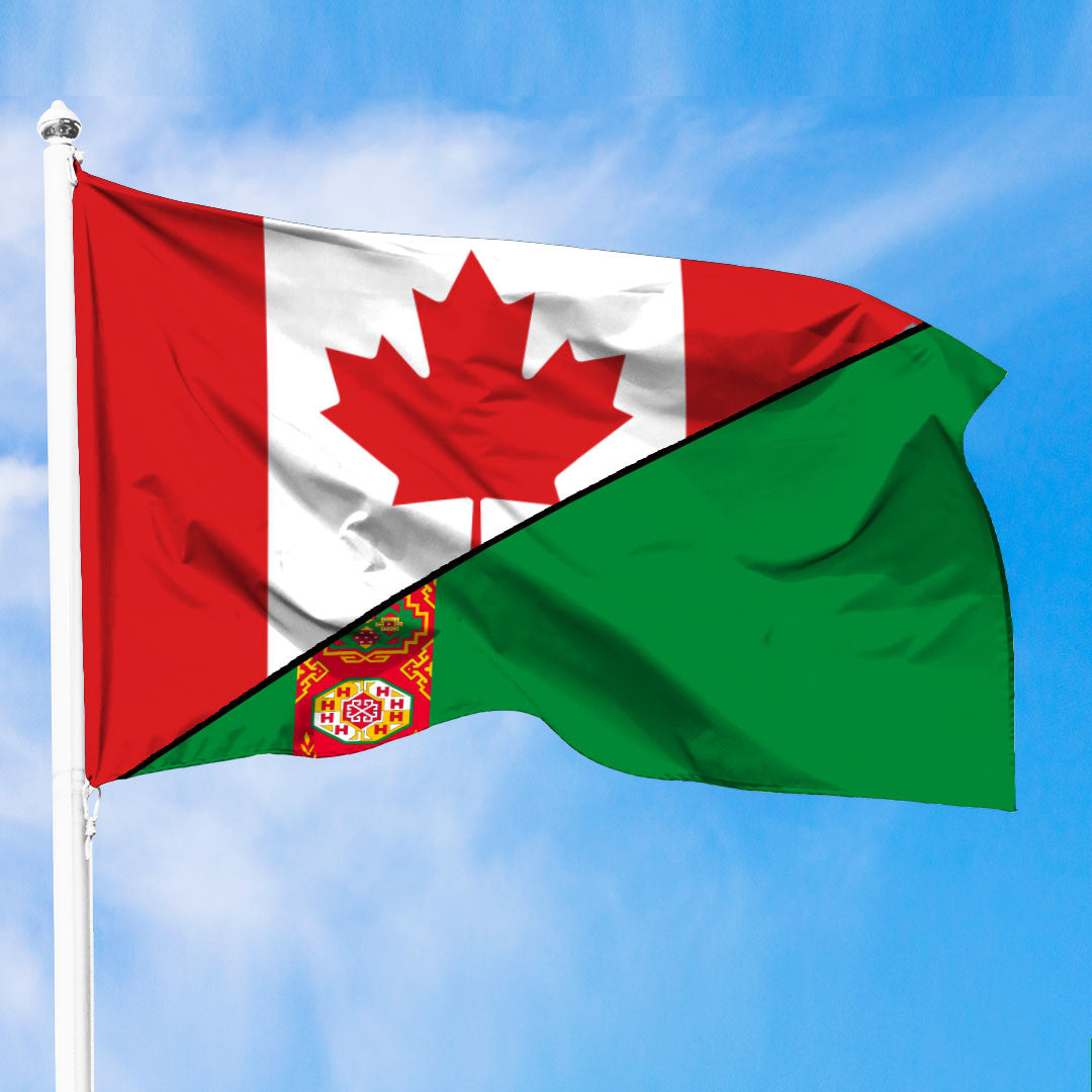 Turkmenistan Flag With Canada Flag