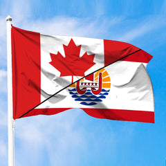 Tahiti French Polynesia Flag With Canada Flag