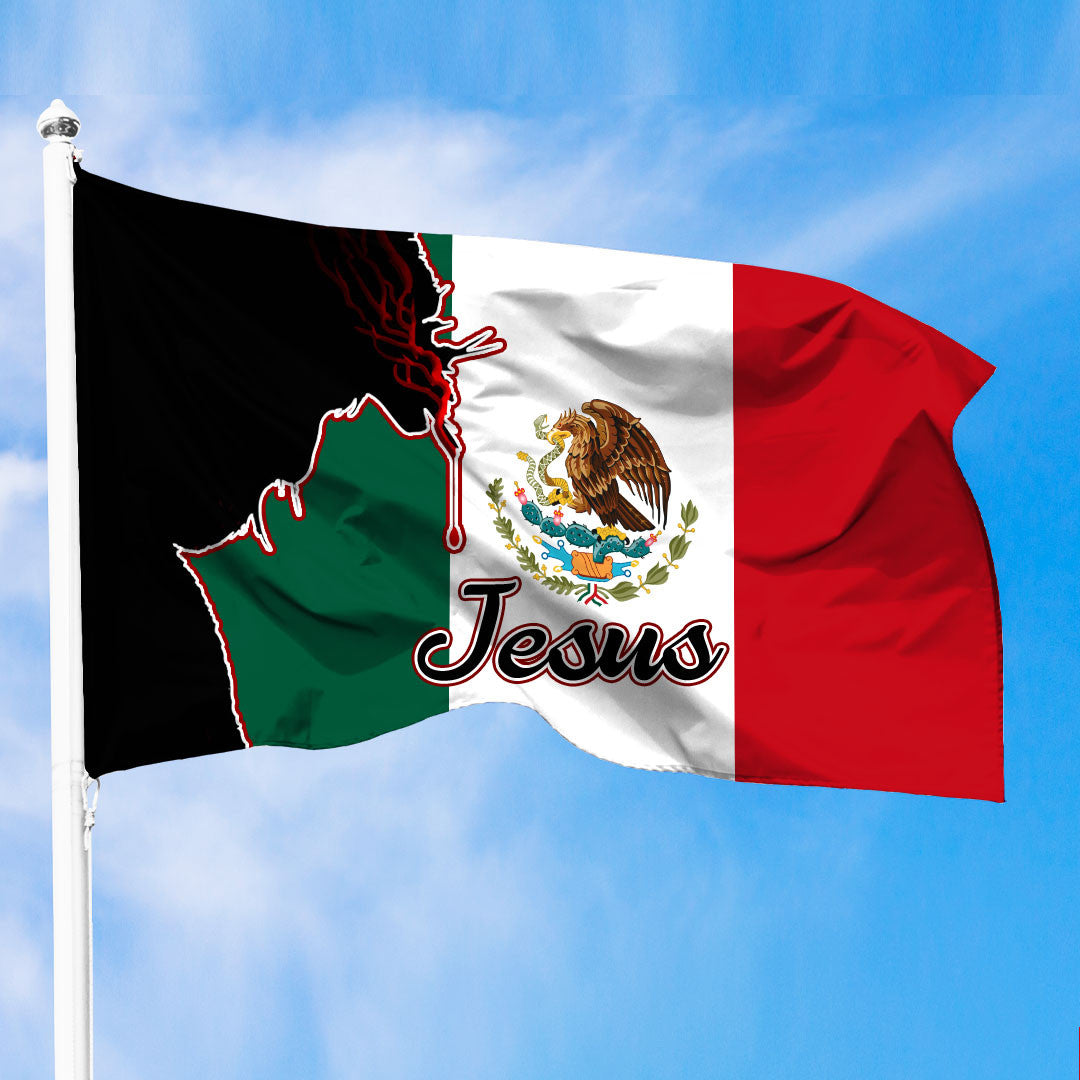 Mexico Jesus Premium Flag