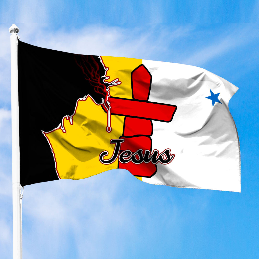 Canada Of Nunavut Jesus Premium Flag