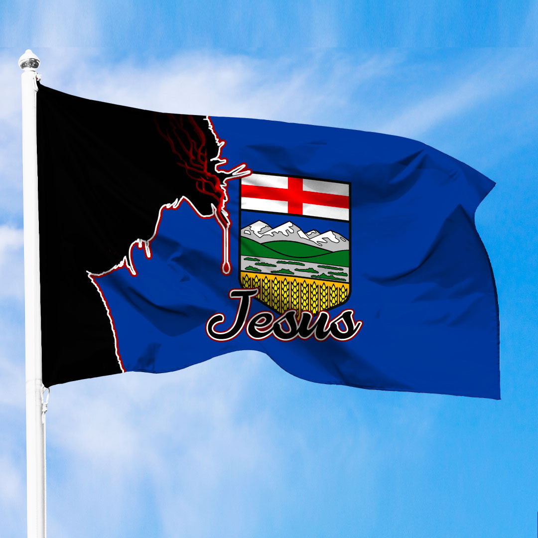 Canada Of Alberta Jesus Premium Flag