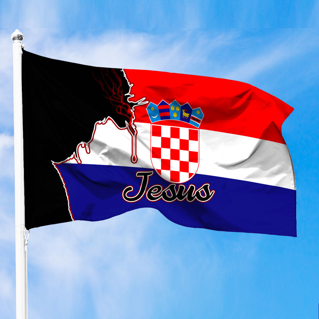 Croatia Jesus Premium Flag