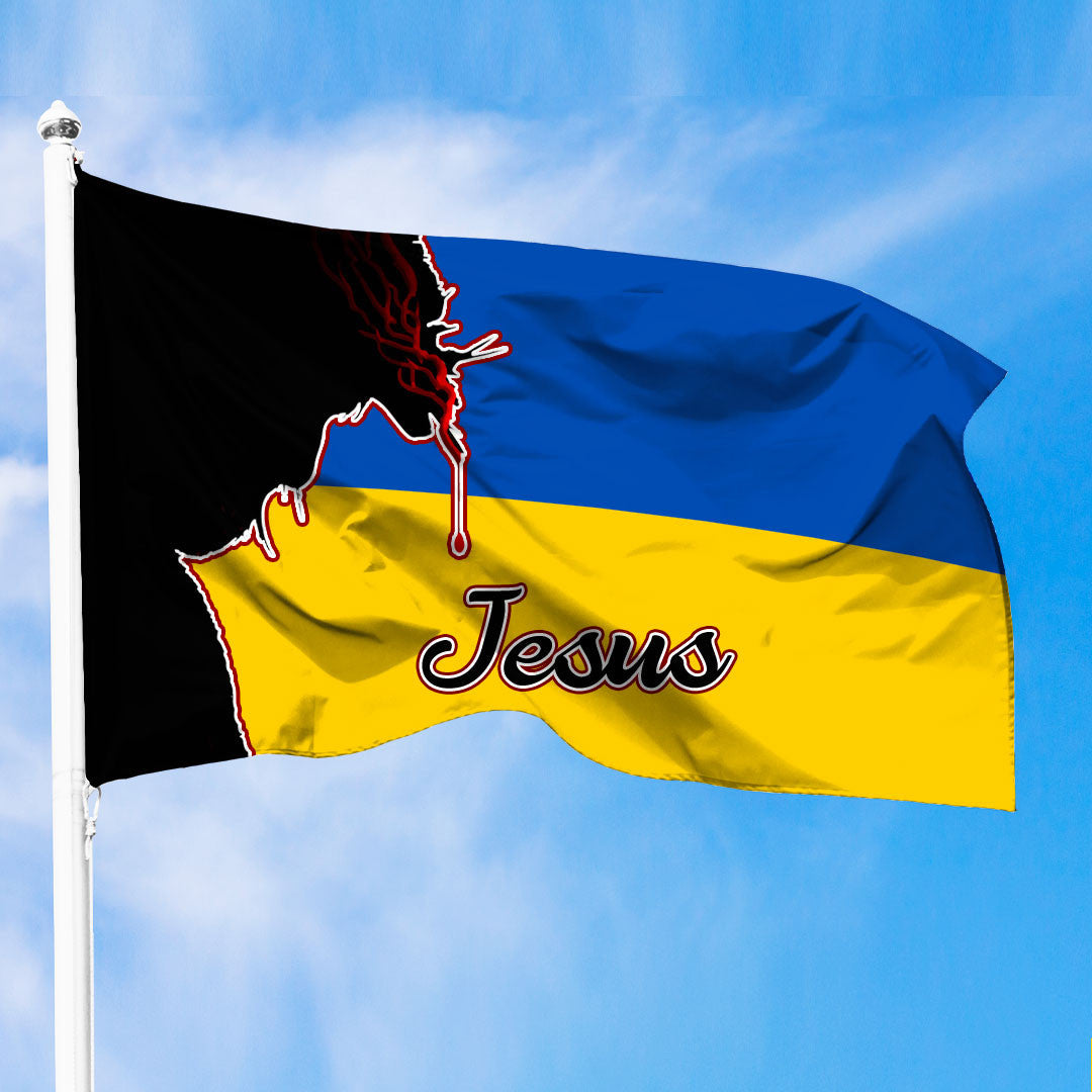 Ukraine Jesus Premium Flag