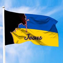 Ukraine Jesus Premium Flag