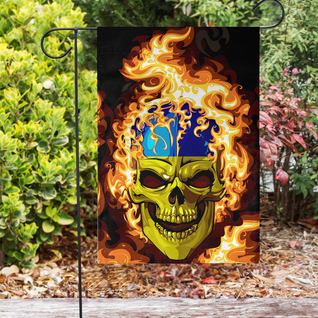 Ukraine Flaming Skull Flag